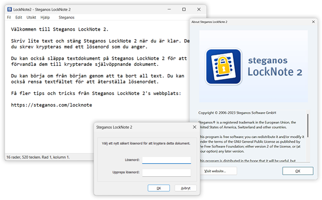 Steganos LockNote 2 Screenshots