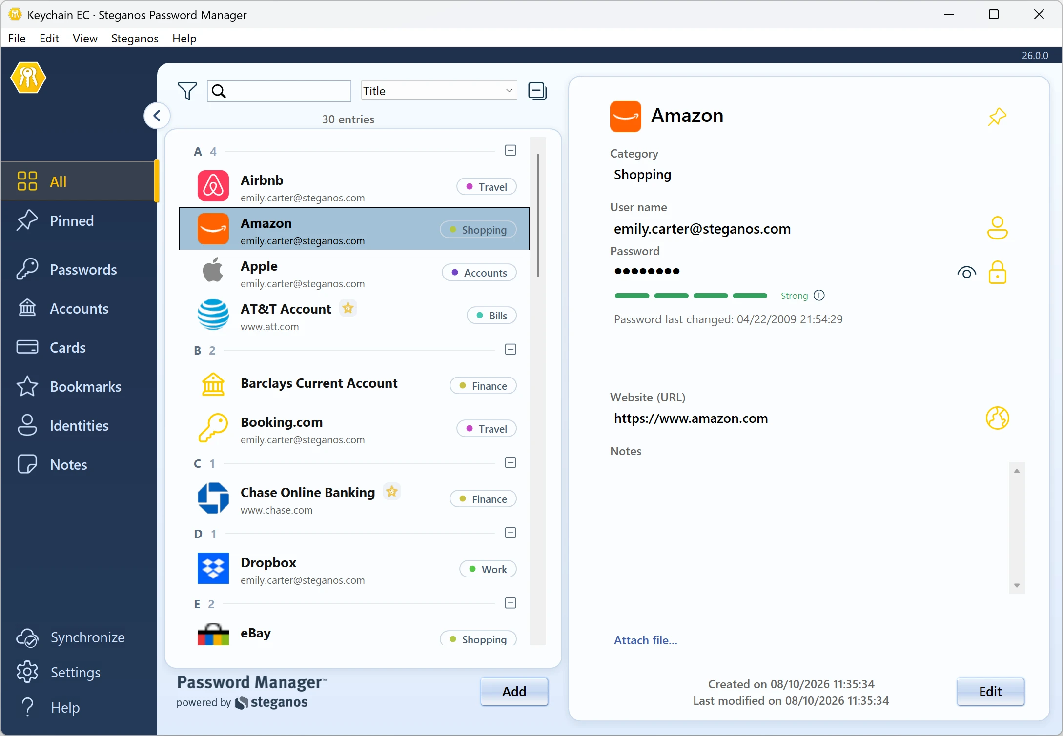 Steganos Password Manager on Windows