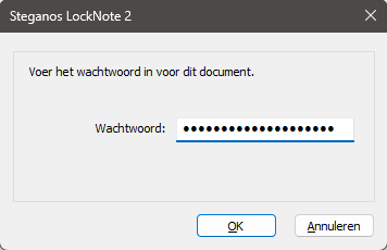 Wachtwoordvraag van Steganos LockNote 2